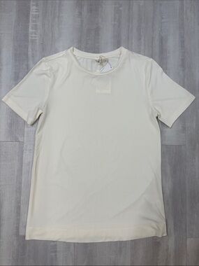 BE COOL Short Sleeve Crew Neck Tee in Cream Bamboo Small